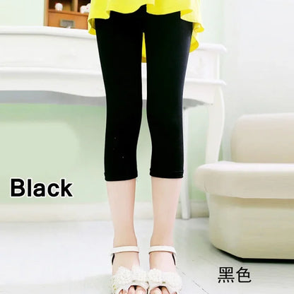 Hot Solid Modal Cotton Girls Leggings Summer Kids Clothes Calf Length Pants Candy Color Children Cropped Legging for Girl 2-8 Y