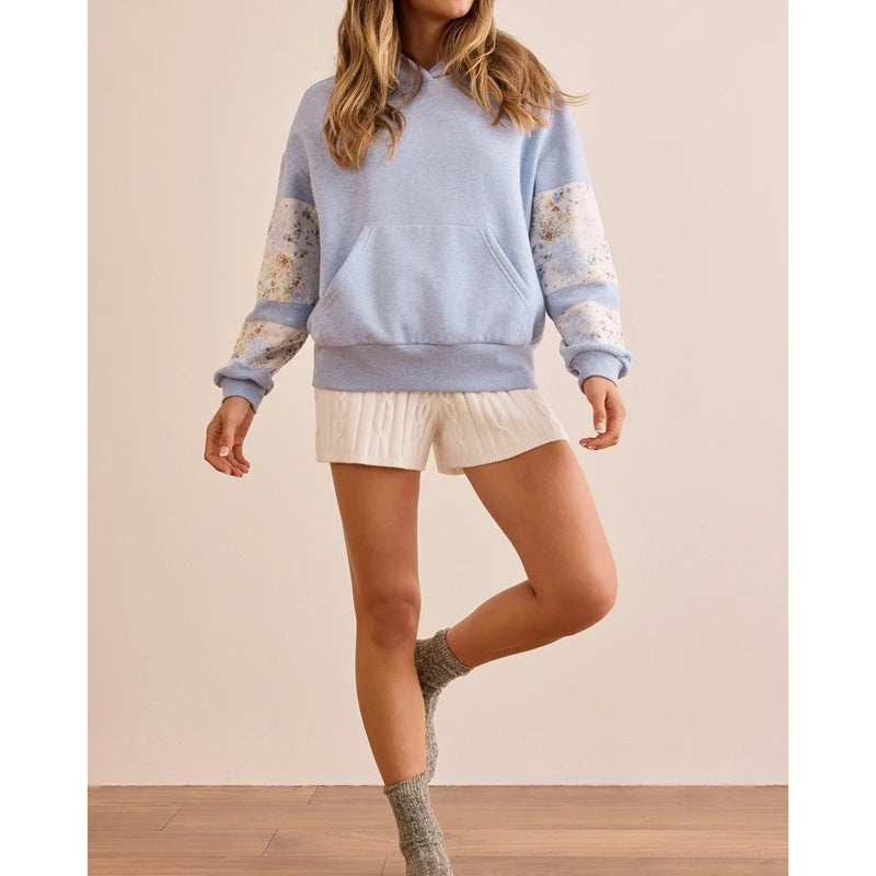 Combhasaki Cute Hoodie for Teen Girls Floral Embroidered Patchwork Y2k Oversized Pullover Preppy Streetwear Aesthetic Sweatshirt
