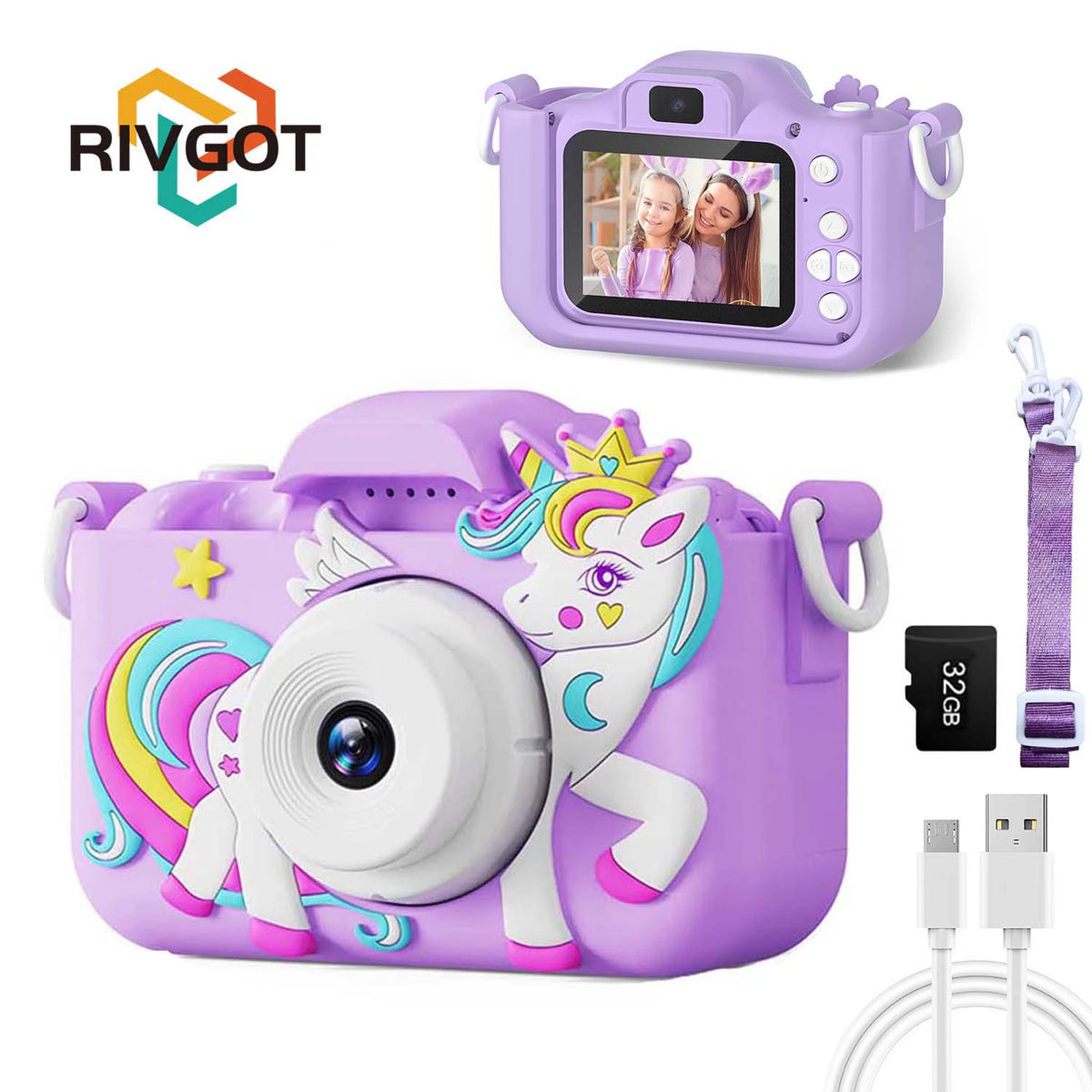 Kids Digital Camera with 2-Inch Screen 1080P HD Video and 32GB Card