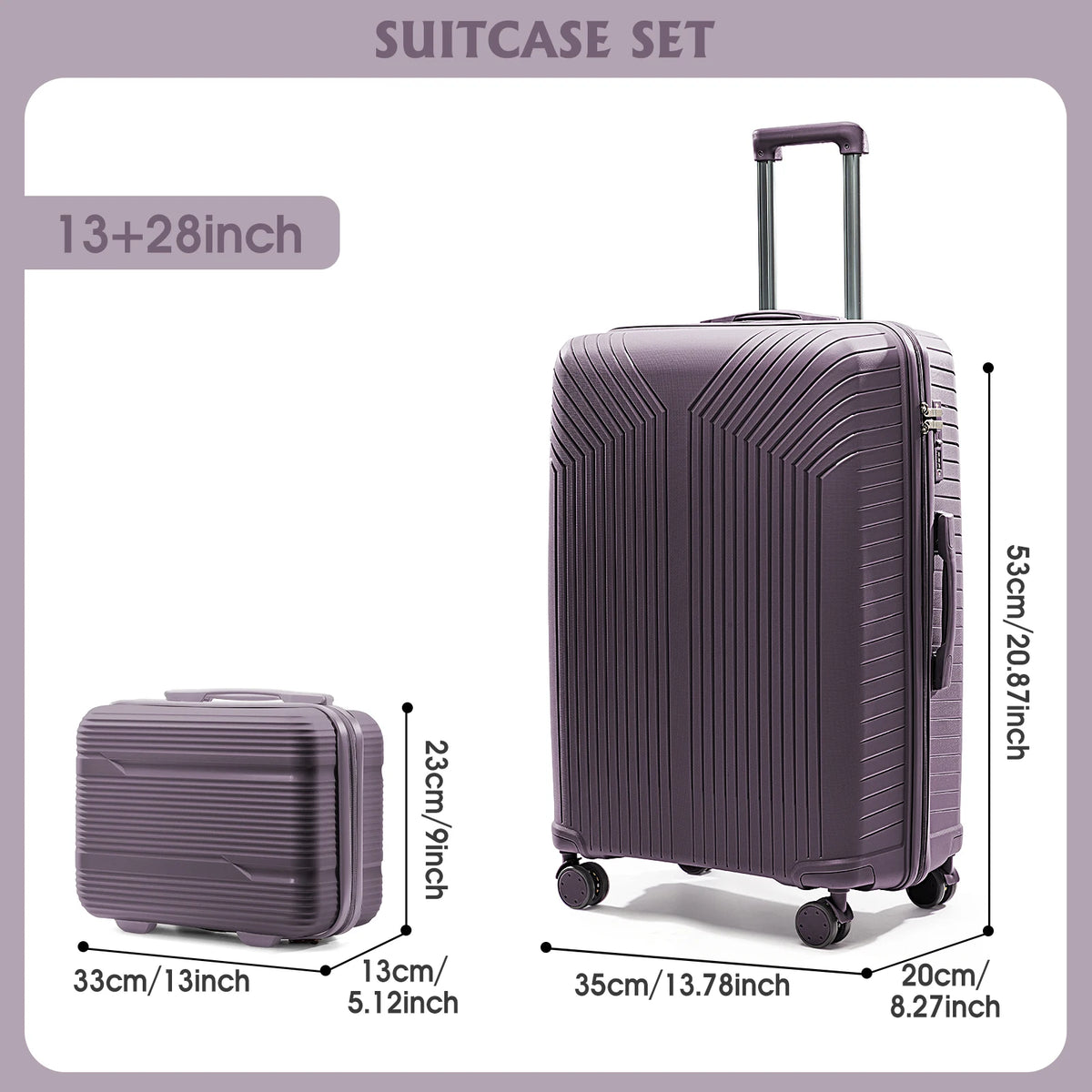 2024 New Durable13/20/28 Carry-On Suitcase - PP Material, Zippered & Password Lock, for Travel,Business Trip Cabin Luggege Trunk