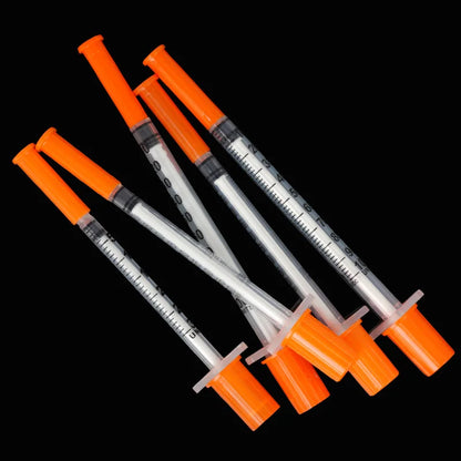 10/20pcs 0.3/0.5/1ml Disposable Plastic Veterinary Syringe Orange Cap With Needles for Pet Farm Animal Cat Dog Pig Cattle Sheep