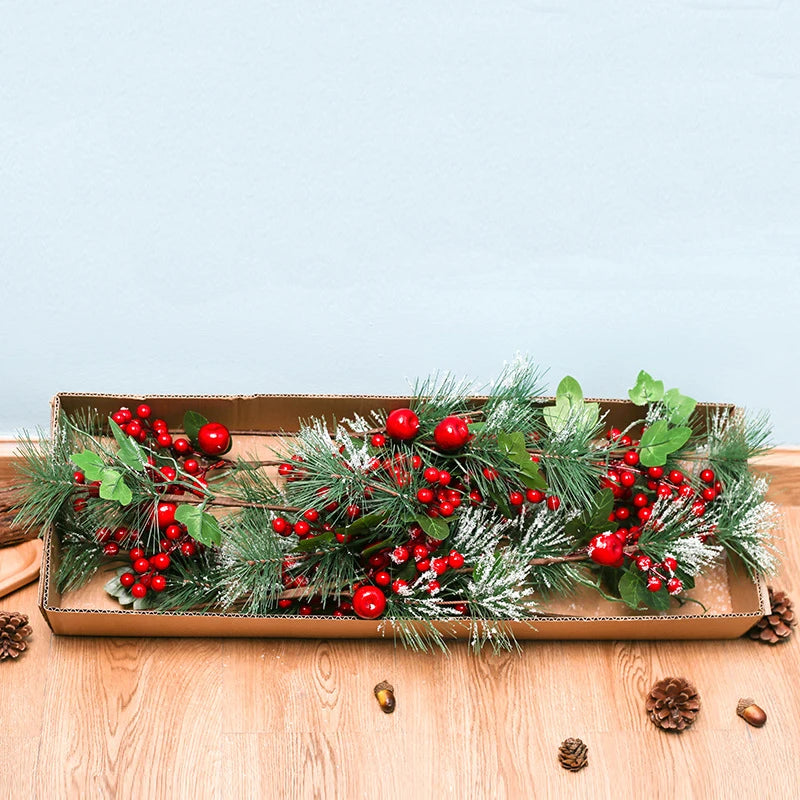 Christmas Simulation Berry Artificial Pine Needles Red Berry Flower Branch Shopwindow Holiday Decorations Home Decor Accessories