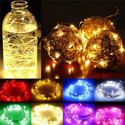 Battery Powered Copper Wire LED String Lights for Holiday Decoration