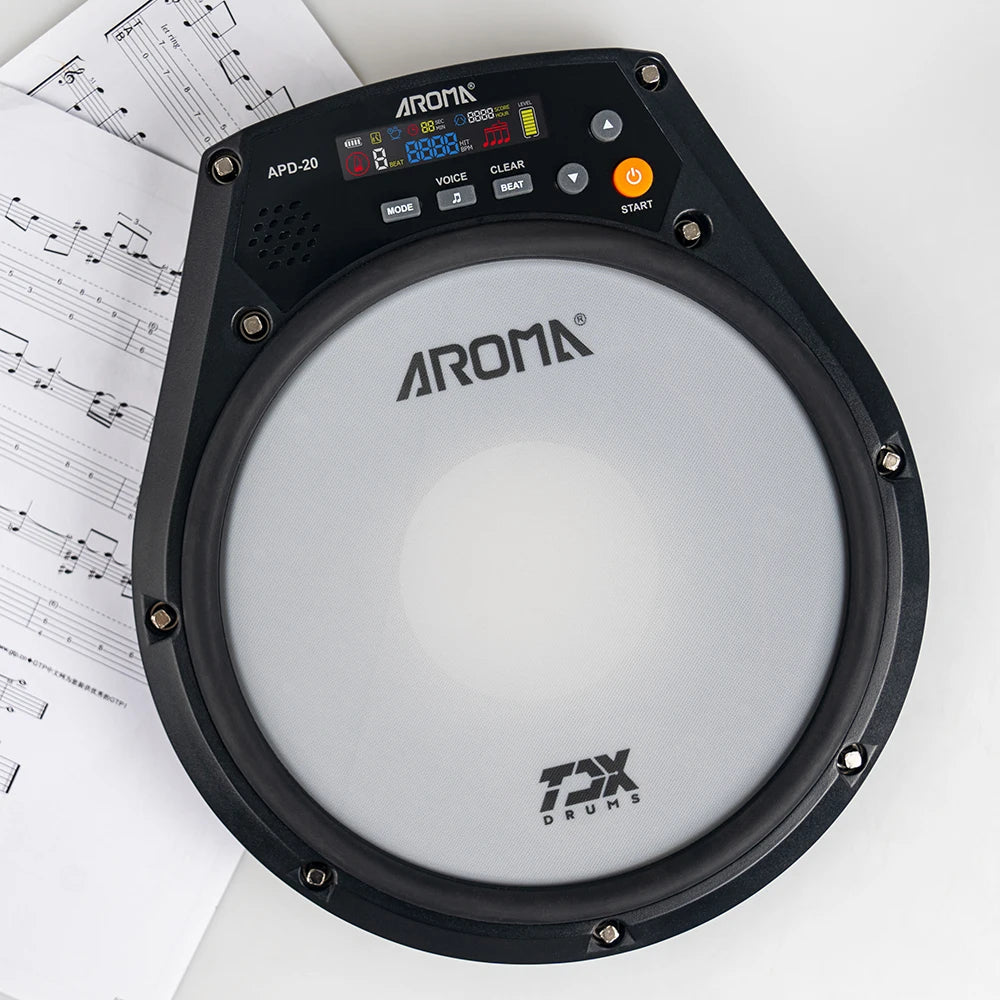 AROMA APD-20 Electronic Mute Drum Beating Board Electronic Drum Pad Built-In Battery Metronome Training Percussion Music Parts