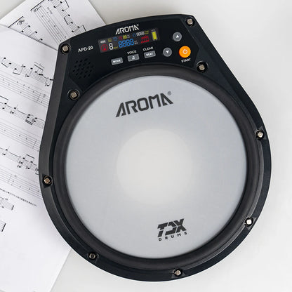 AROMA APD-20 Electronic Mute Drum Beating Board Electronic Drum Pad Built-In Battery Metronome Training Percussion Music Parts