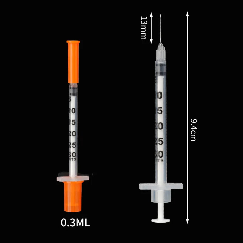 10/20pcs 0.3/0.5/1ml Disposable Plastic Veterinary Syringe Orange Cap With Needles for Pet Farm Animal Cat Dog Pig Cattle Sheep