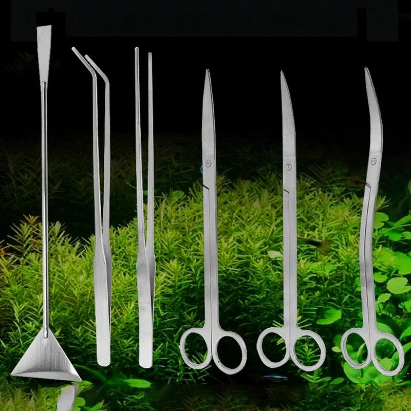 Aquarium Scissors Tweezers Tool Fish Tank Plants Wave Scissors Water Grass Stainless Cleaning Tools Holder Aquarium Accessories