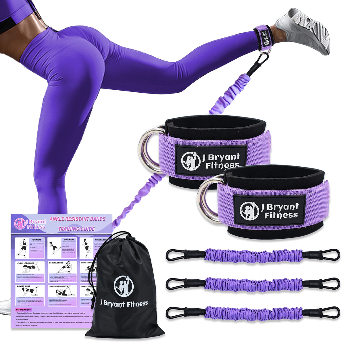 Ankle Resistance Bands With Cuffs Set 60LB 3 Different Pound Resistance Bands for Leg Glute Exercise Fitness Equipment