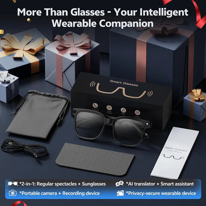 Smart Glasses with 8MP HD Camera, 4K Video, Bluetooth, and Multilingual