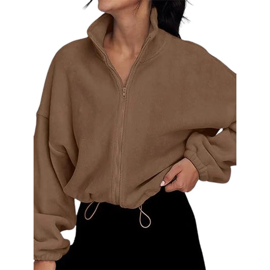 Women's Stand-Up Neck Zipper Cardigan