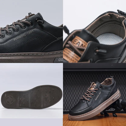 Men's Leather Shoes Casual Comfort Cricket Shoes Fashion Sneakers for Men Lightweight Driving Shoes