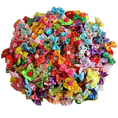 20PCS Pet Bows Dog Hair Bows for Puppy Yorkshirk Small Dogs Hair Accessories Grooming Bow Rubber Bands Dog Bows Pet Supplies