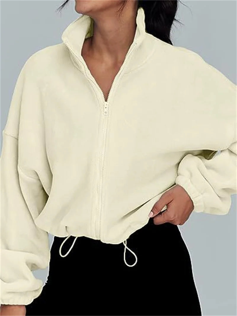 Women's Stand-Up Neck Zipper Cardigan