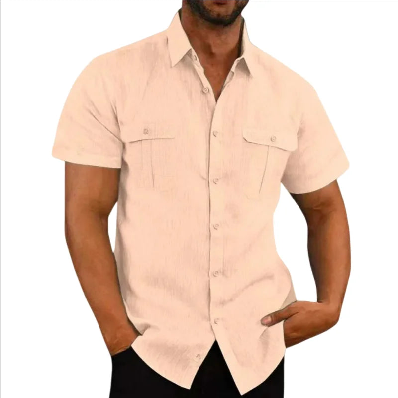 Men's Linen Hot Sale Men Short-Sleeved