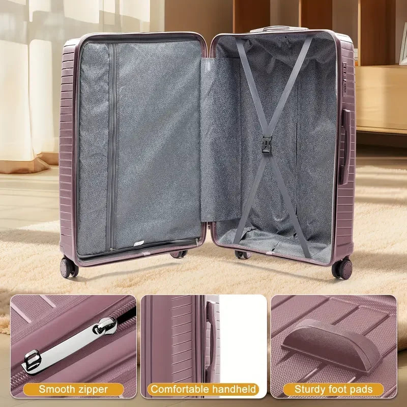 2024 New Durable13/20/28 Carry-On Suitcase - PP Material, Zippered & Password Lock, for Travel,Business Trip Cabin Luggege Trunk