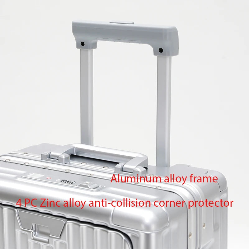 1-Piece Set 20inch Function Computer Aluminum Frame Trolley Suitcase Carry-On Luggage With Shock-Absorbing Brake, Silent Univers