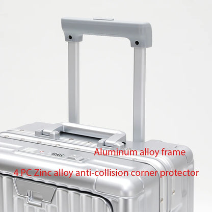 1-Piece Set 20inch Function Computer Aluminum Frame Trolley Suitcase Carry-On Luggage With Shock-Absorbing Brake, Silent Univers