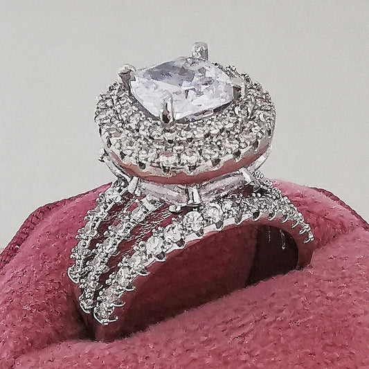 Moonso Big Luxury Vintage Retro Silver Color Engagement Wedding Ring for Women Female Gifts Jewelry Special Designer R4898