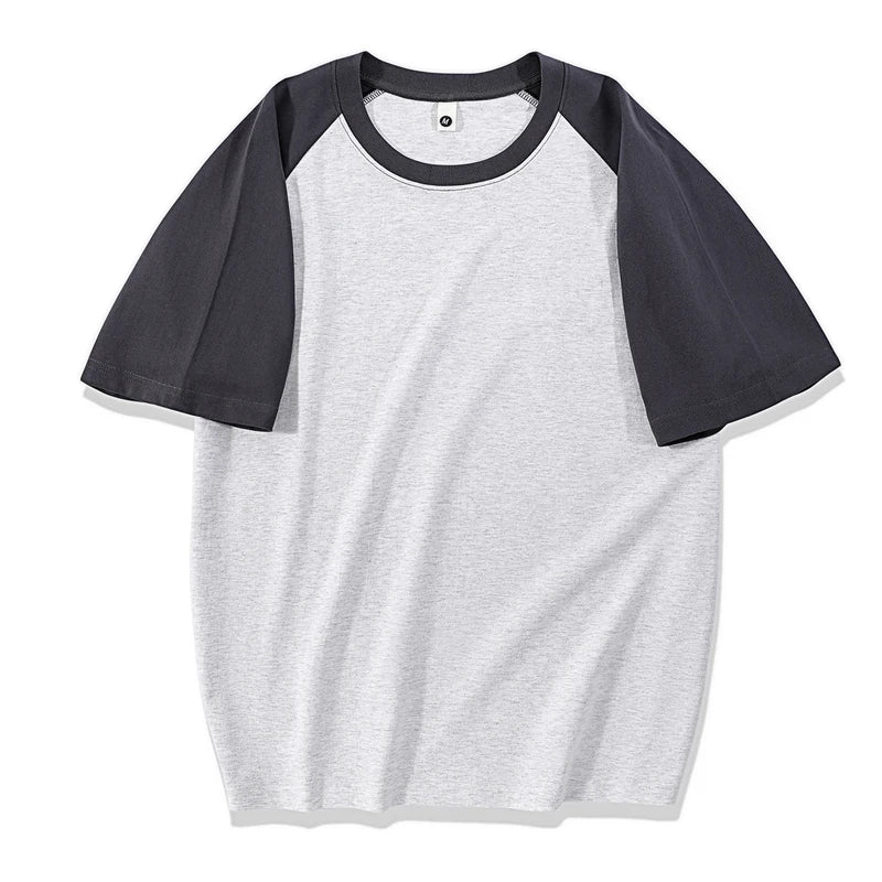 230gsm Fashion Loose Couple Short Sleeve T Shirt Summer O Neck Patchwork T Shirts Men Streetwear Overiszed Heavy Fabric Top Tees