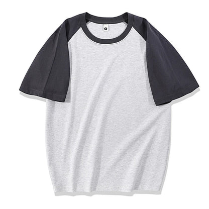 230gsm Fashion Loose Couple Short Sleeve T Shirt Summer O Neck Patchwork T Shirts Men Streetwear Overiszed Heavy Fabric Top Tees