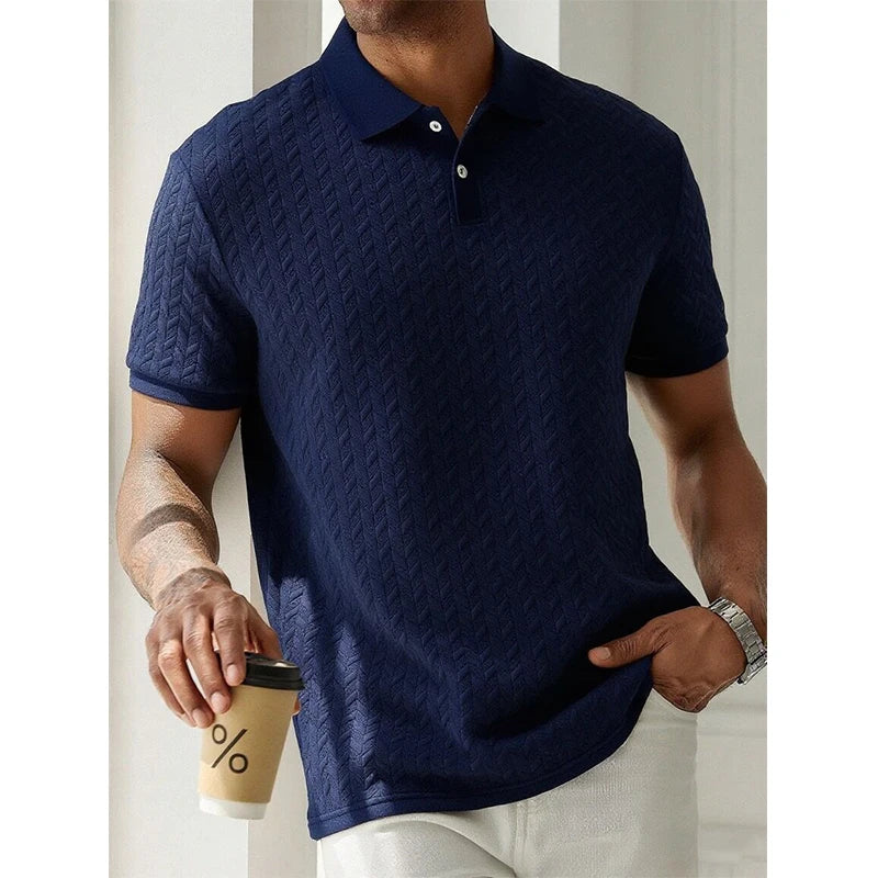 Men's Short Sleeve Polyester Polo Shirt Breathable Casual Top