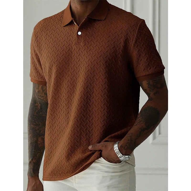 Men's Short Sleeve Polyester Polo Shirt Breathable Casual Top