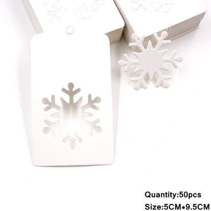 50PCS Chrismtas Kraft Paper Tags Hollow Red White Natural Snowflake/Deer Crafts Hanging Tag Christmas DIY Gift Wrapping Suppl