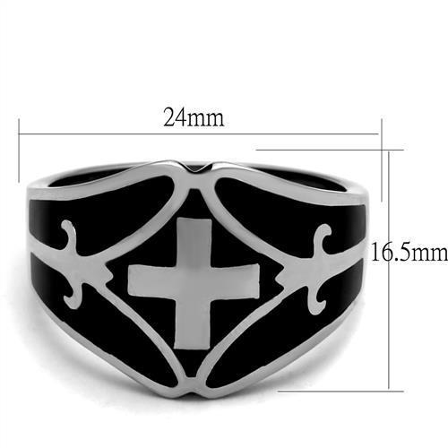 TK2314 High Polished (No Plating) Stainless Steel Ring With Epoxy in Jet