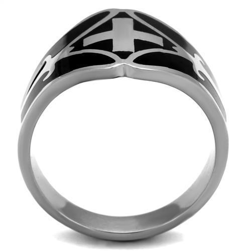 TK2314 High Polished (No Plating) Stainless Steel Ring With Epoxy in Jet