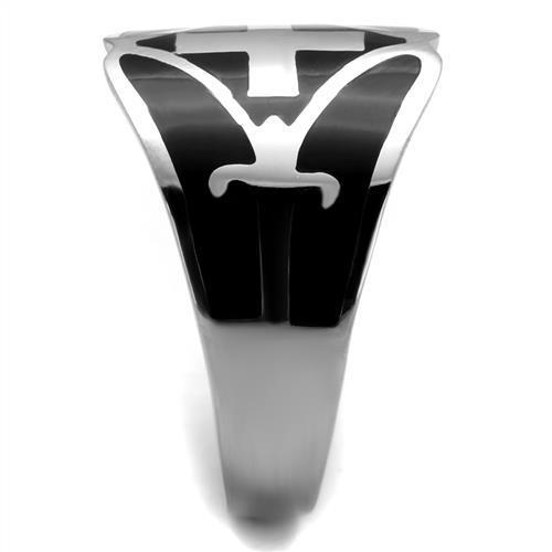 TK2314 High Polished (No Plating) Stainless Steel Ring With Epoxy in Jet