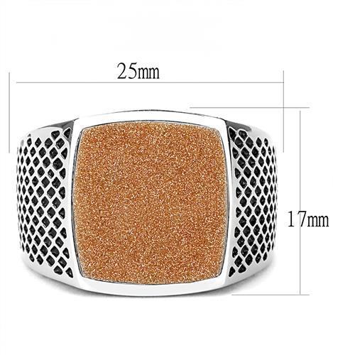 TK3228 High Polished (No Plating) Stainless Steel Ring With Semi-Precious in Siam