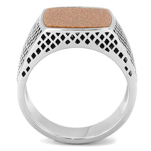 TK3228 High Polished (No Plating) Stainless Steel Ring With Semi-Precious in Siam