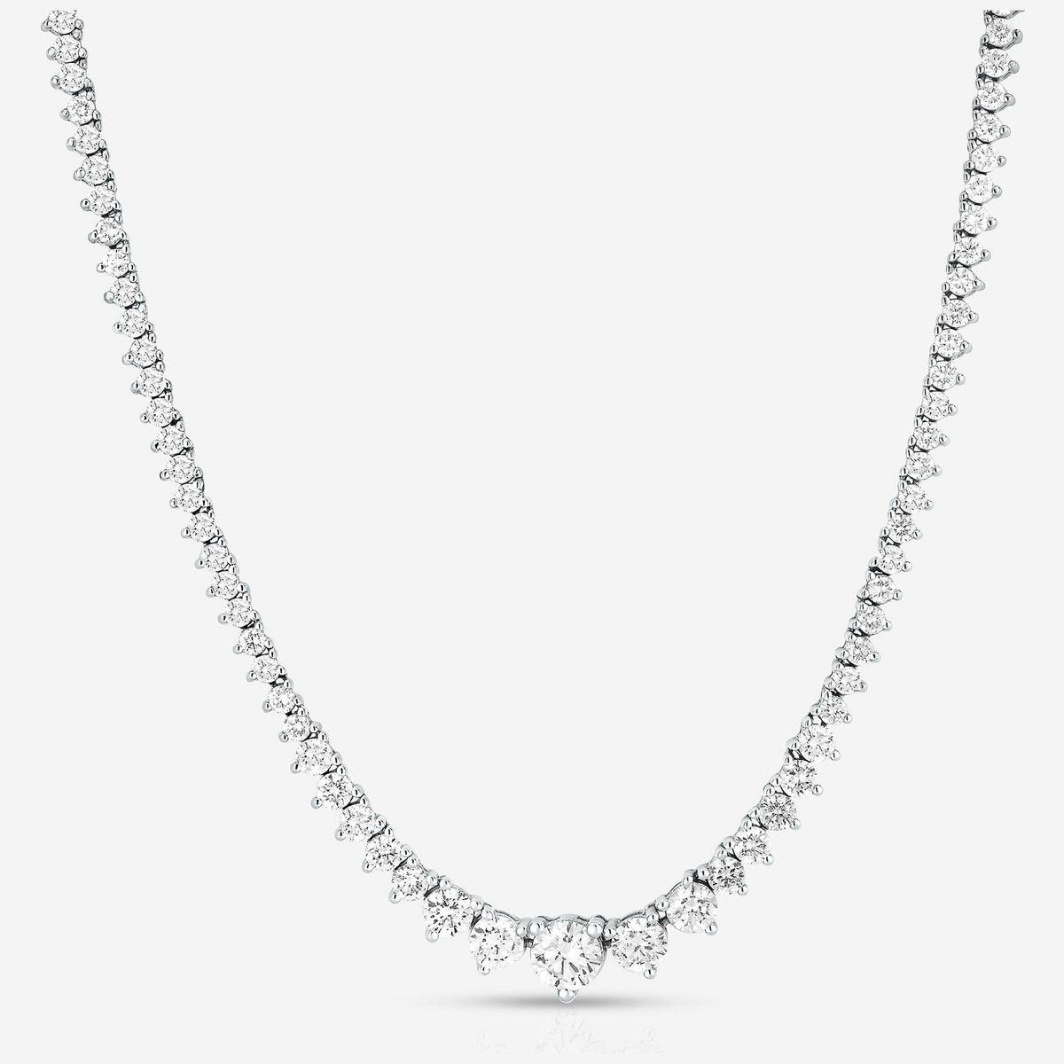 15 CTW Created Moissanite Graduated Tennis Necklace - G-H Color, SI Clarity