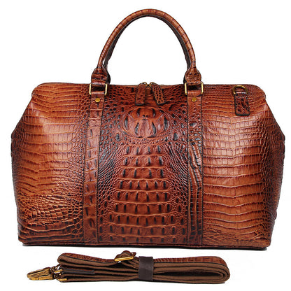 Genuine Leather Handbag Women Handbags Ladies Crocodile Grain Pattern Weekend Bag