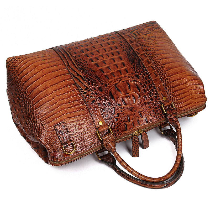 Genuine Leather Handbag Women Handbags Ladies Crocodile Grain Pattern Weekend Bag