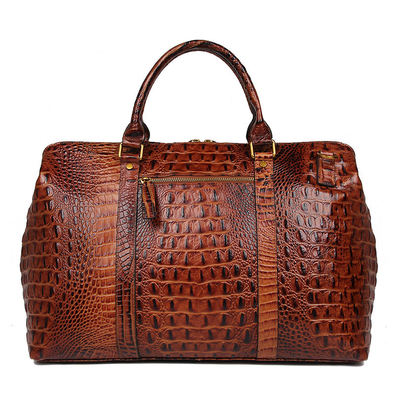 Genuine Leather Handbag Women Handbags Ladies Crocodile Grain Pattern Weekend Bag