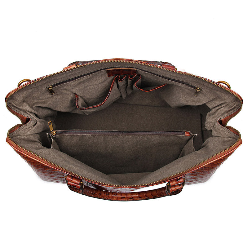 Genuine Leather Handbag Women Handbags Ladies Crocodile Grain Pattern Weekend Bag