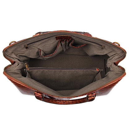 Genuine Leather Handbag Women Handbags Ladies Crocodile Grain Pattern Weekend Bag