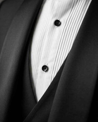 Classic Black Shawl Collar Tuxedo With Double-Breasted Vest