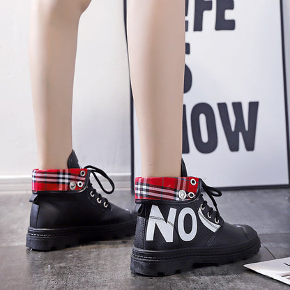 New All-Match High-Top Girls Canvas Short Boots Women's Shoes