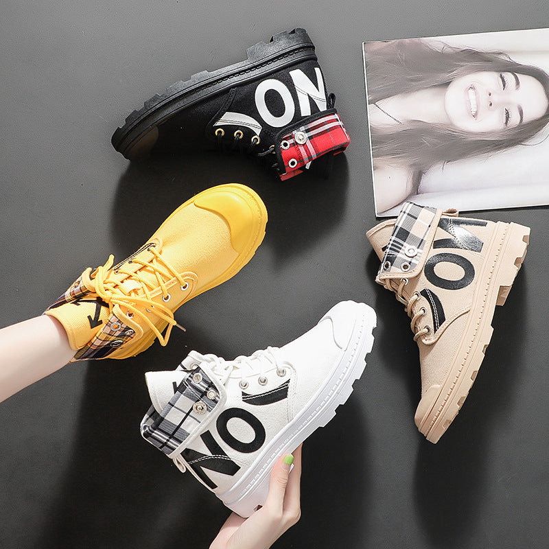 New All-Match High-Top Girls Canvas Short Boots Women's Shoes