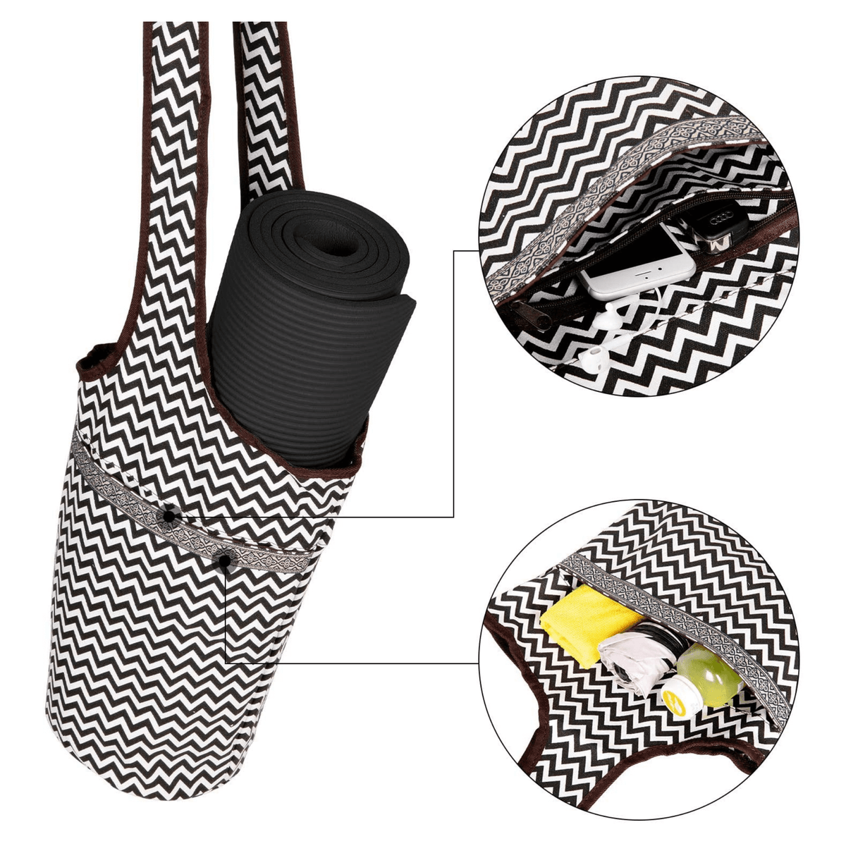 Yoga Mat Carrying Tote Bag With Large Pockets