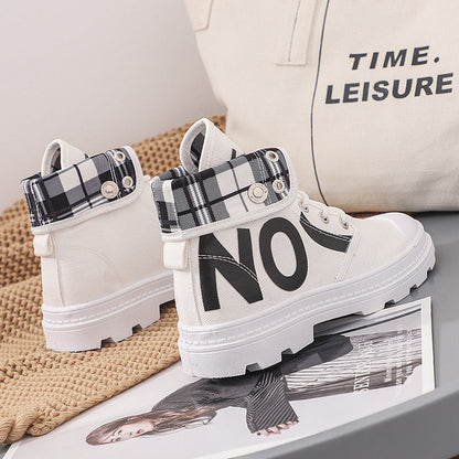 New All-Match High-Top Girls Canvas Short Boots Women's Shoes