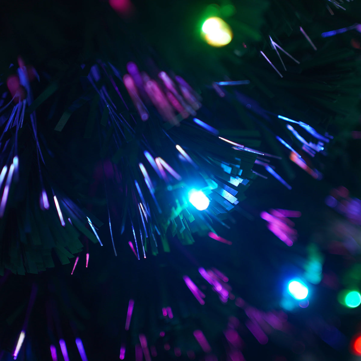 Pre-Lit Optical Fiber Christmas Artificial Tree 4-Piece Set, Christmas Garland, Wreath and Set of 2 Entrance Trees With