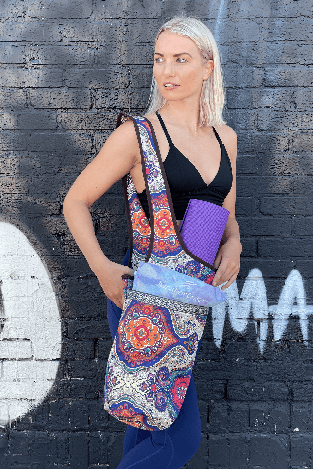Yoga Mat Carrying Tote Bag With Large Pockets