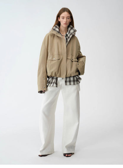 Fireladyfur Women's Retro Plaid Cotton Short Jacket | Loose Fit "Monsoon Climate"