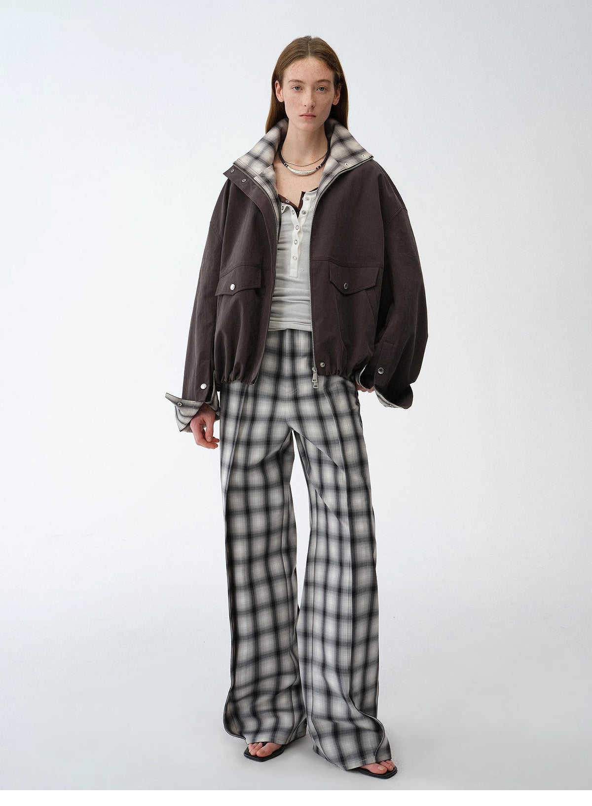 Fireladyfur Women's Retro Plaid Cotton Short Jacket | Loose Fit "Monsoon Climate"