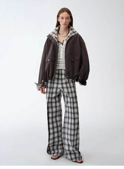 Fireladyfur Women's Retro Plaid Cotton Short Jacket | Loose Fit "Monsoon Climate"