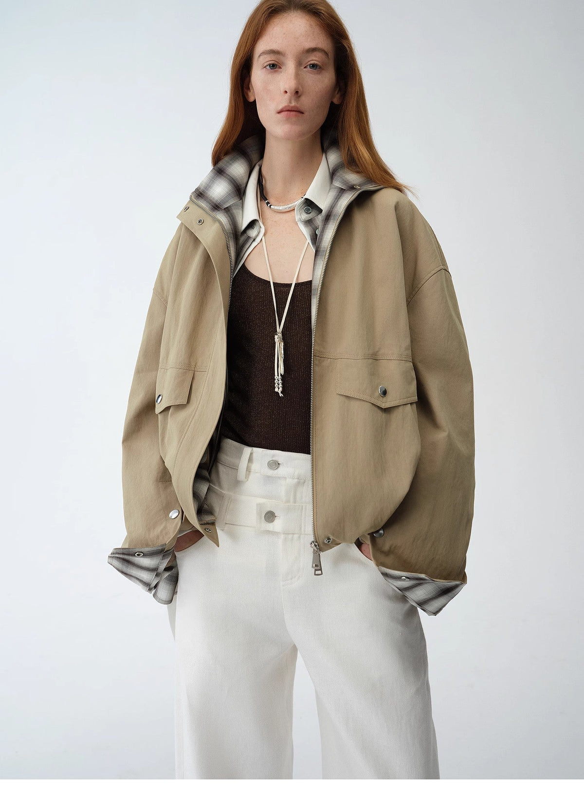 Fireladyfur Women's Retro Plaid Cotton Short Jacket | Loose Fit "Monsoon Climate"