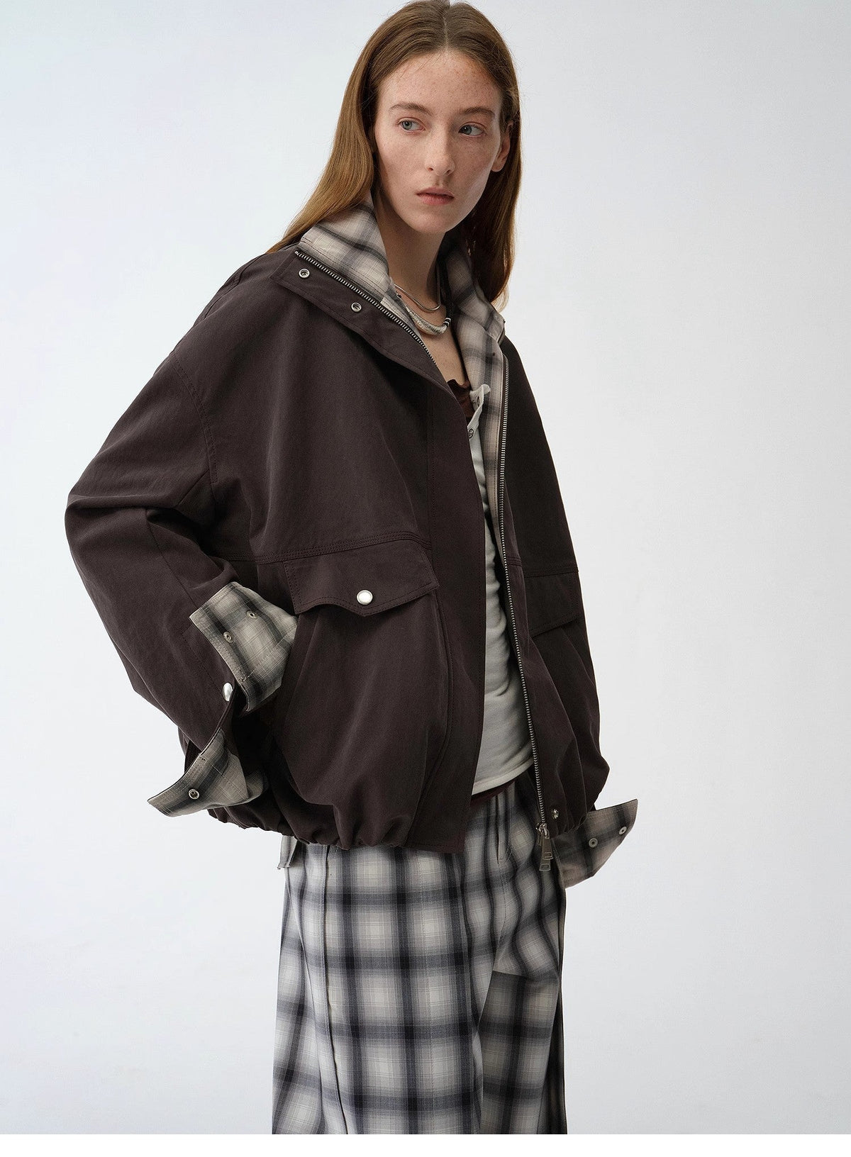 Fireladyfur Women's Retro Plaid Cotton Short Jacket | Loose Fit "Monsoon Climate"